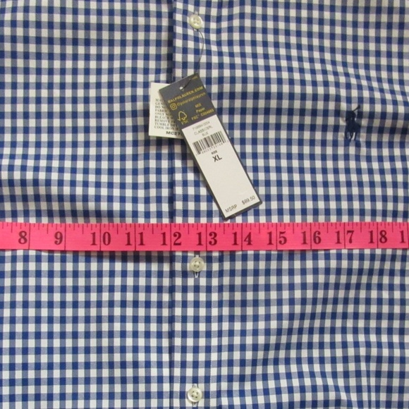 Ralph Lauren Performance Men's Shirt Long Sleeve Button Down Blue Check XL - Picture 8 of 9